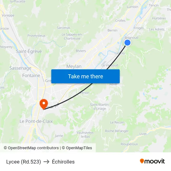Lycee (Rd.523) to Échirolles map