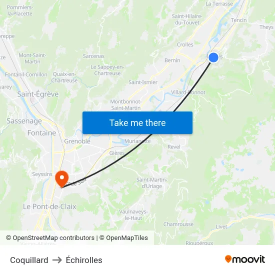 Coquillard to Échirolles map
