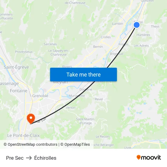 Pre Sec to Échirolles map