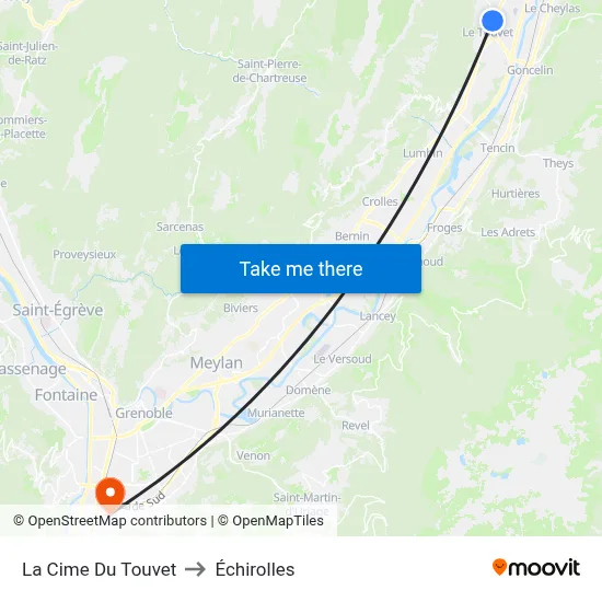 La Cime Du Touvet to Échirolles map