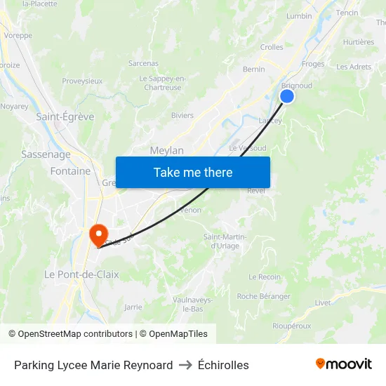 Parking Lycee Marie Reynoard to Échirolles map