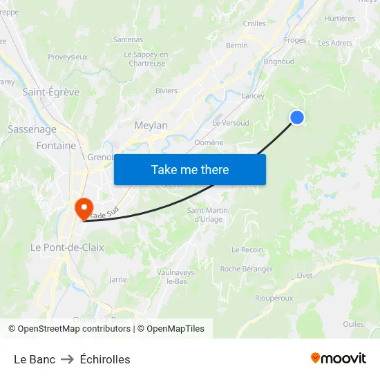 Le Banc to Échirolles map