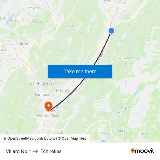 Villard Noir to Échirolles map