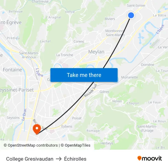 College Gresivaudan to Échirolles map