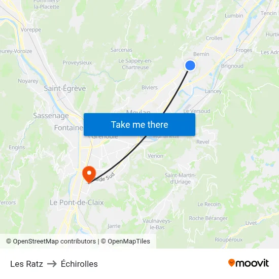 Les Ratz to Échirolles map