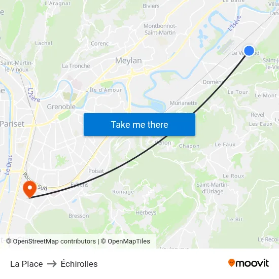 La Place to Échirolles map