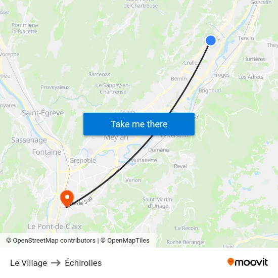 Le Village to Échirolles map