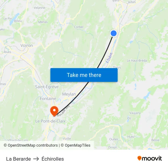 La Berarde to Échirolles map