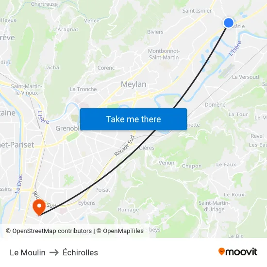 Le Moulin to Échirolles map