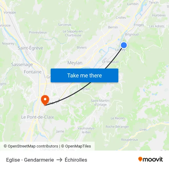 Eglise - Gendarmerie to Échirolles map