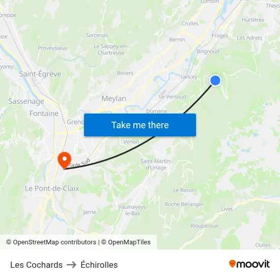 Les Cochards to Échirolles map