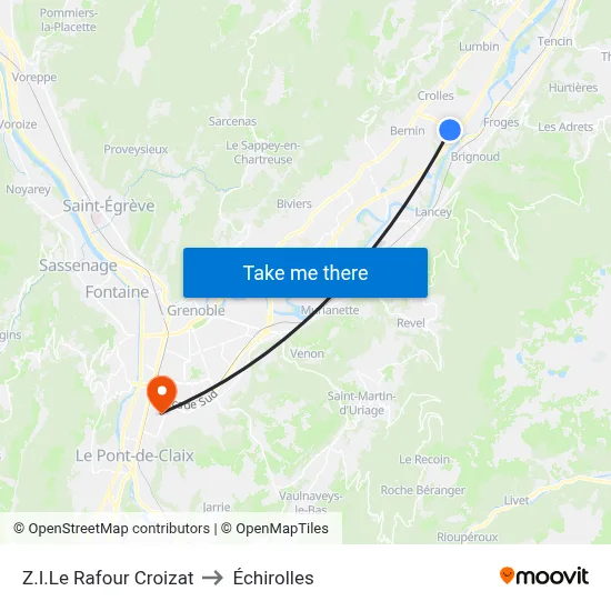 Z.I.Le Rafour Croizat to Échirolles map