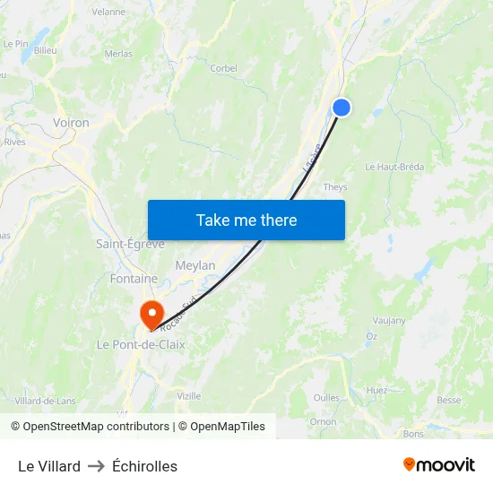 Le Villard to Échirolles map