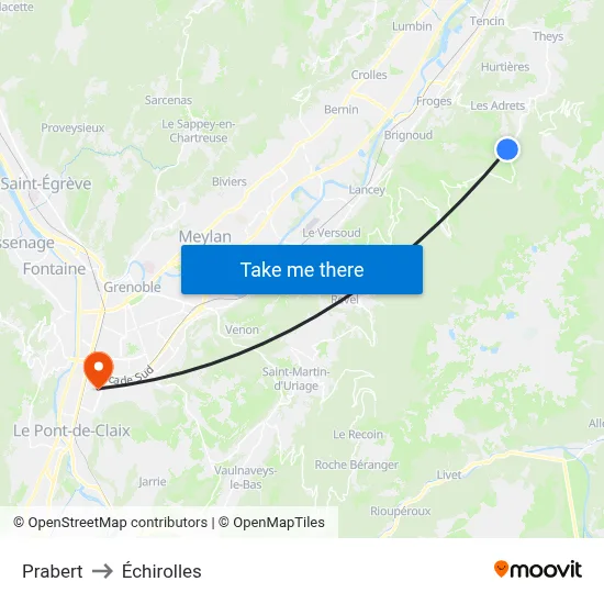 Prabert to Échirolles map