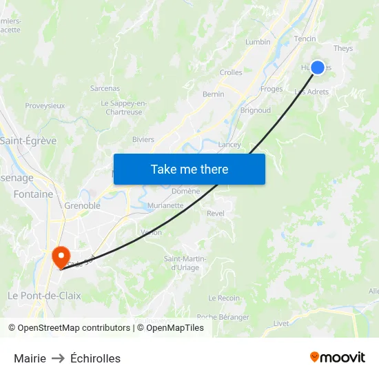 Mairie to Échirolles map