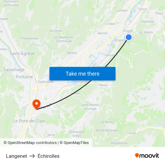 Langenet to Échirolles map