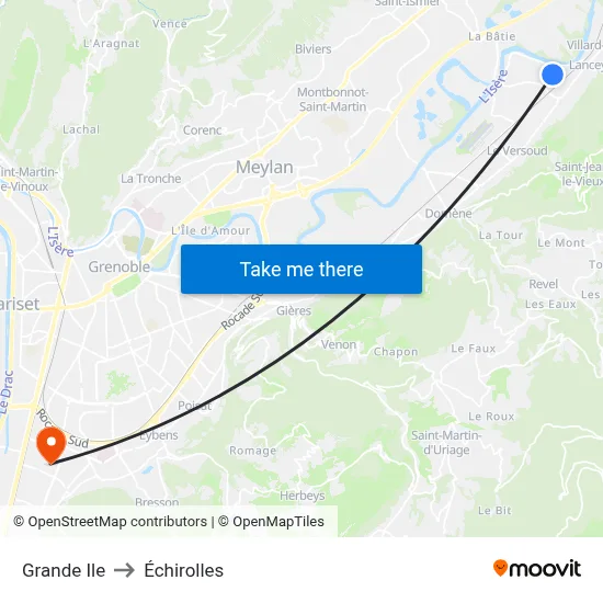 Grande Ile to Échirolles map