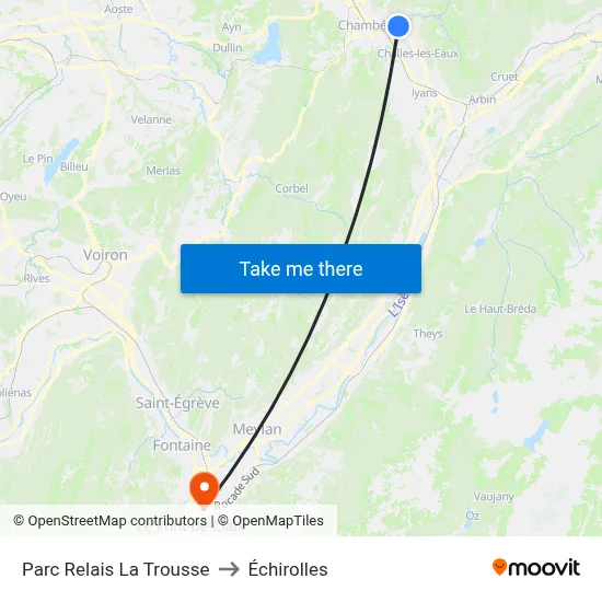 Parc Relais La Trousse to Échirolles map