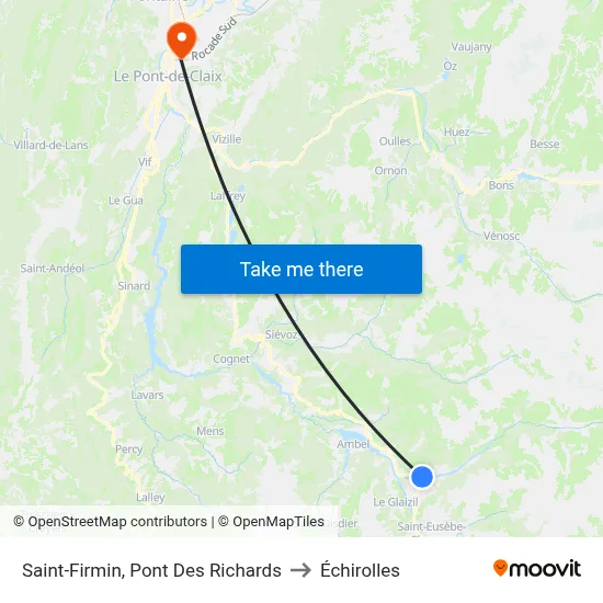 Saint-Firmin, Pont Des Richards to Échirolles map