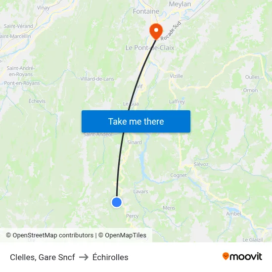 Clelles, Gare Sncf to Échirolles map