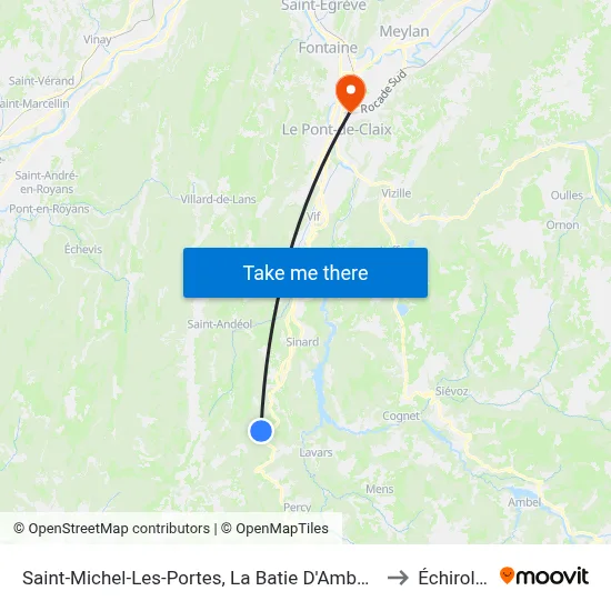 Saint-Michel-Les-Portes, La Batie D'Ambel-Rn75 to Échirolles map