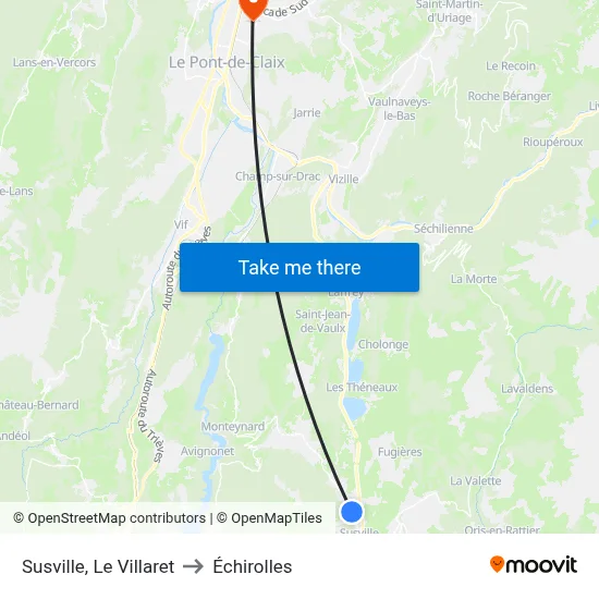 Susville, Le Villaret to Échirolles map