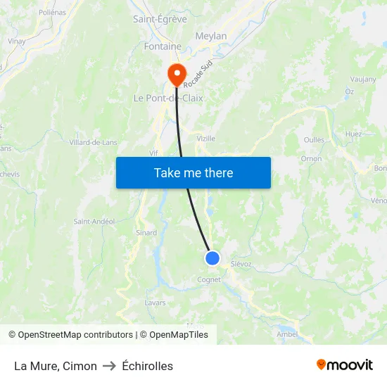 La Mure, Cimon to Échirolles map