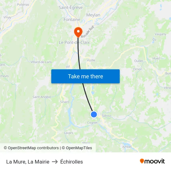 La Mure, La Mairie to Échirolles map