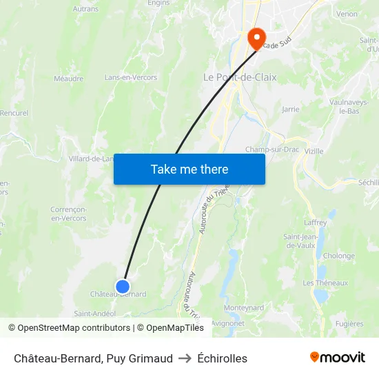 Château-Bernard, Puy Grimaud to Échirolles map