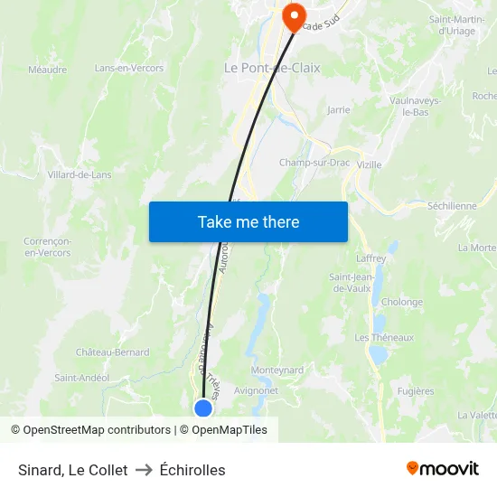 Sinard, Le Collet to Échirolles map