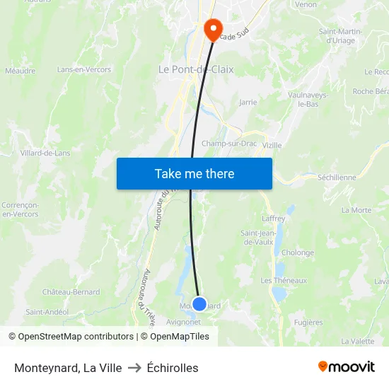 Monteynard, La Ville to Échirolles map