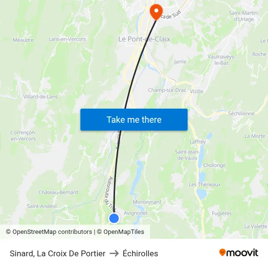 Sinard, La Croix De Portier to Échirolles map