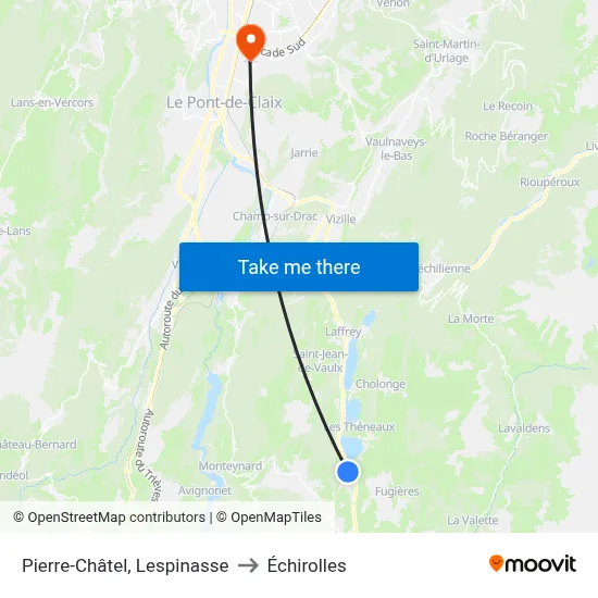 Pierre-Châtel, Lespinasse to Échirolles map