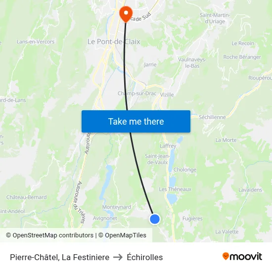 Pierre-Châtel, La Festiniere to Échirolles map