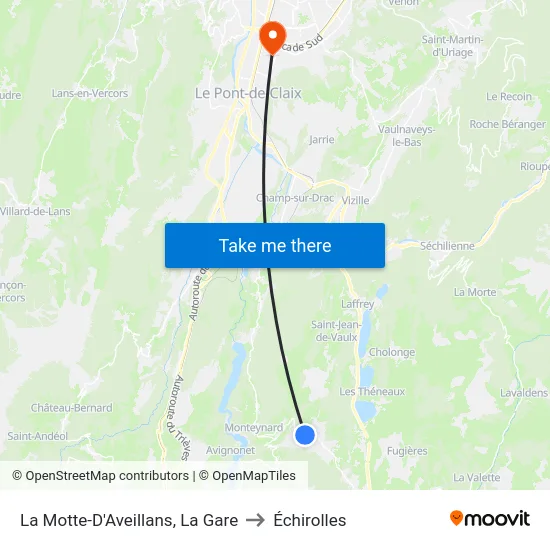 La Motte-D'Aveillans, La Gare to Échirolles map