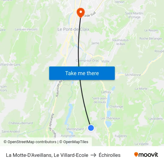 La Motte-D'Aveillans, Le Villard-Ecole to Échirolles map