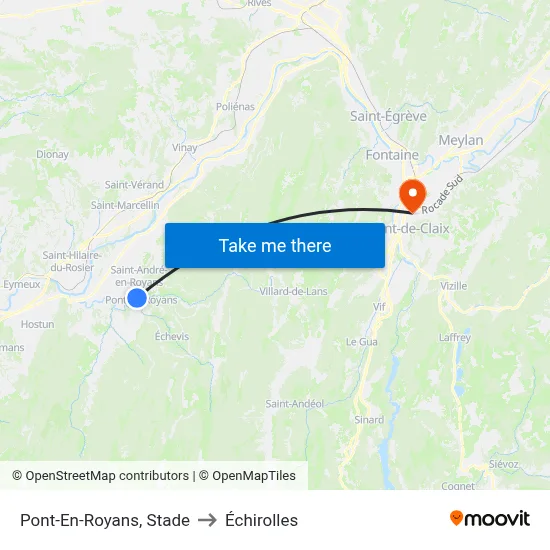 Pont-En-Royans, Stade to Échirolles map