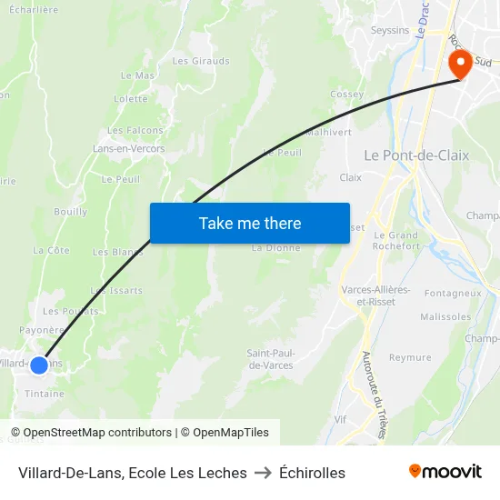 Villard-De-Lans, Ecole Les Leches to Échirolles map