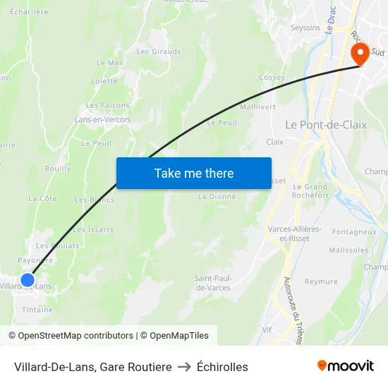 Villard-De-Lans, Gare Routiere to Échirolles map