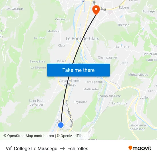 Vif, College Le Massegu to Échirolles map