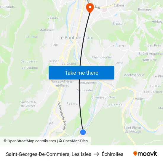 Saint-Georges-De-Commiers, Les Isles to Échirolles map