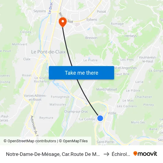 Notre-Dame-De-Mésage, Car.Route De Montaley to Échirolles map