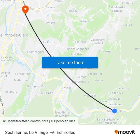 Séchilienne, Le Village to Échirolles map
