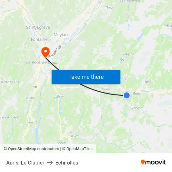 Auris, Le Clapier to Échirolles map