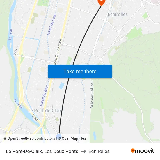 Le Pont-De-Claix, Les Deux Ponts to Échirolles map