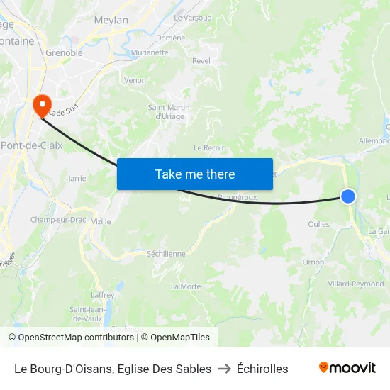 Le Bourg-D'Oisans, Eglise Des Sables to Échirolles map