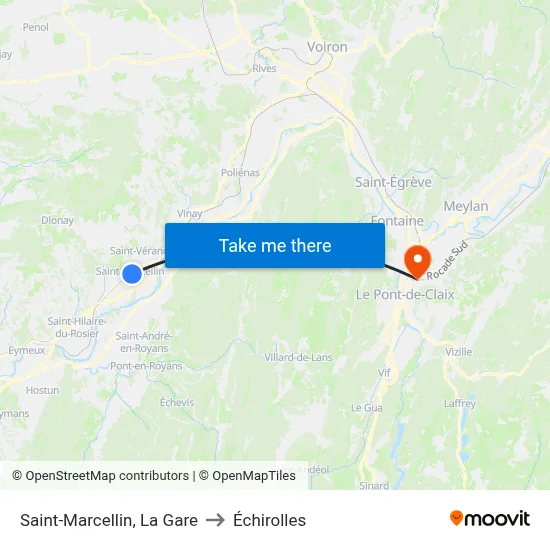 Saint-Marcellin, La Gare to Échirolles map