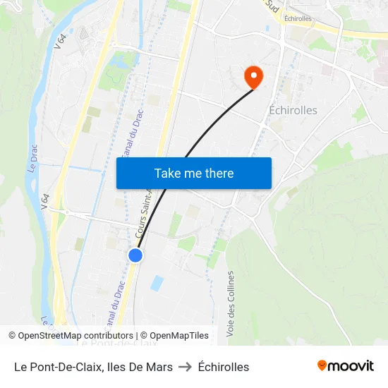 Le Pont-De-Claix, Iles De Mars to Échirolles map