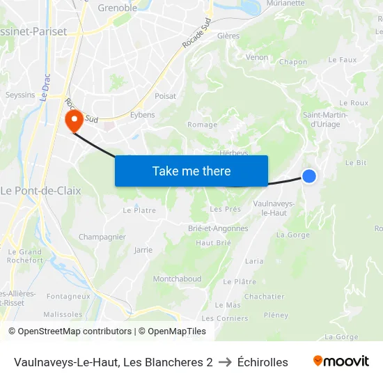 Vaulnaveys-Le-Haut, Les Blancheres 2 to Échirolles map