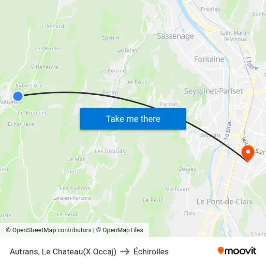 Autrans, Le Chateau(X Occaj) to Échirolles map